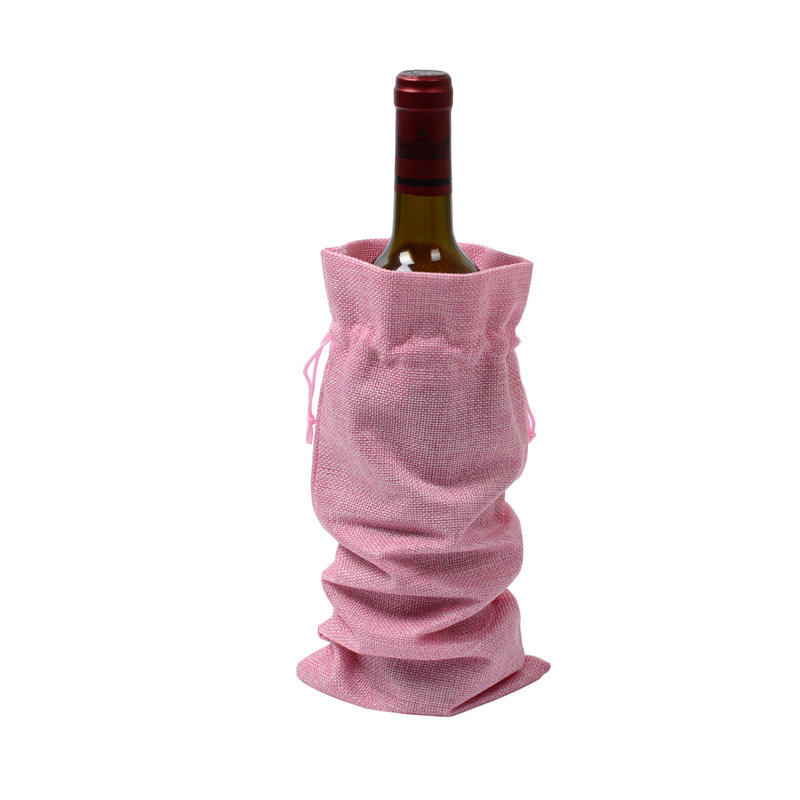 Wholesale Christmas Burlap Wine Jute Bag Wine Bottle with Drawstring