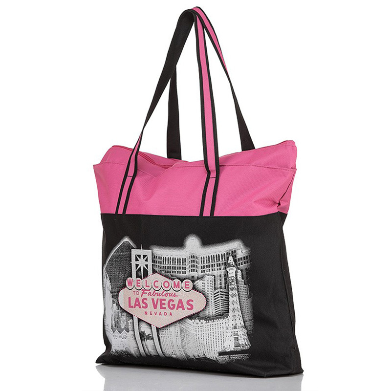 High Quality Durable Fashionable Polyester Recyclable Beach Tote Shopping Bag With Logos