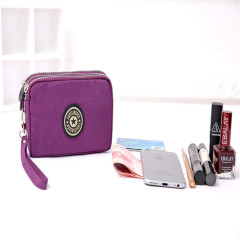 new women'wallets ladies fashion wallet design purse with three layers of zipper bag washer wrinkle fabric purse