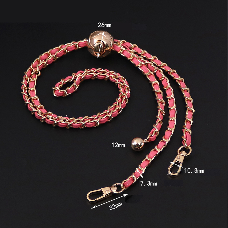 New Designer Multi-color Quality Pu Metal Adjustable Handbag Chain Strap For Women
