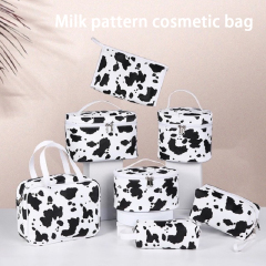 High Quality PU Leather Cow Print Travel Makeup Bag Ladies Cosmetic Toiletry Bag For Women