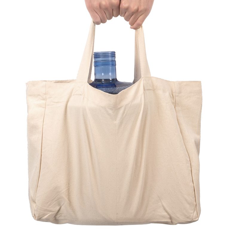 Custom Logo Extra Large Foldable Eco-friendly Cotton Canvas Blank Shopping Tote Bag