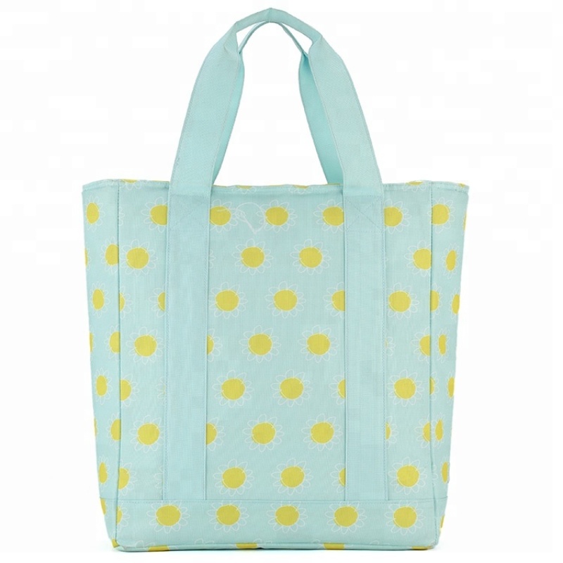 Large Insulated Waterproof Lunch Cooler Bag Women Reusable Grocery Tote Hand Carry Shopping Bag