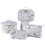 Custom Logo Marble Pattern Zipper Portable Waterproof Toiletry Organizer Travel Makeup Cosmetic Bag