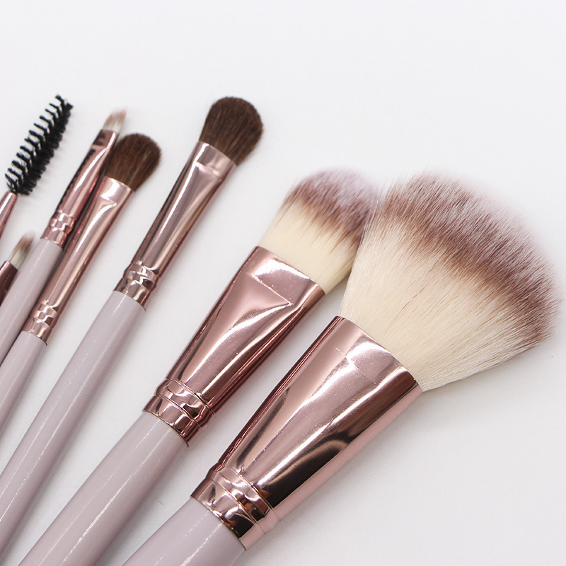 custom private label logo pink handle professional 7 makeup brushes set with holder bucket