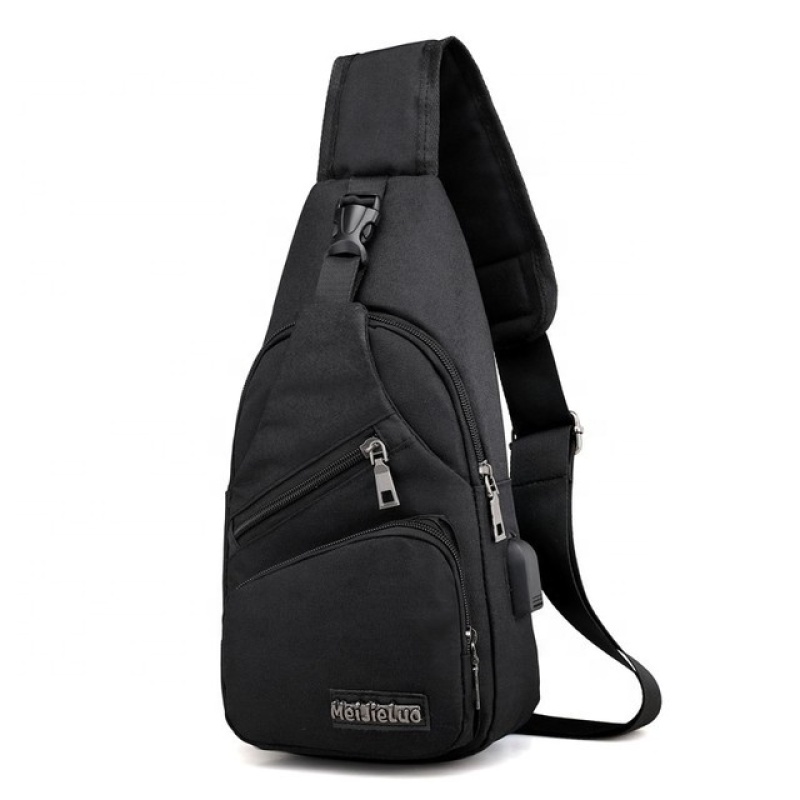 Custom Logo Designer Waterproof Small Travel Sports Usb CrossBody Chest Sling Bag For Men