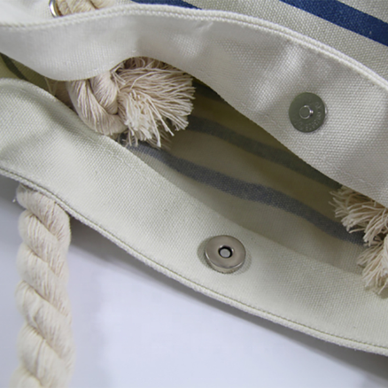 Eco Friendly Beach Bag Cotton Canvas Tote Rope Handle Shoulder Bags Grocery Shopping Bag