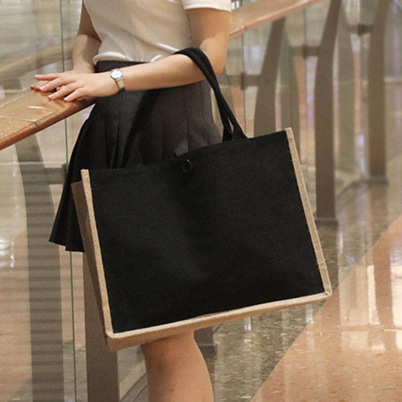 Wholesale Customizing Printed Eco Friendly Fashion Jute Beach Sacking Tote Bag For Girls