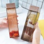 custom logo transparent 500ml square Wood Lid Plastic water bottle with bamboo lid