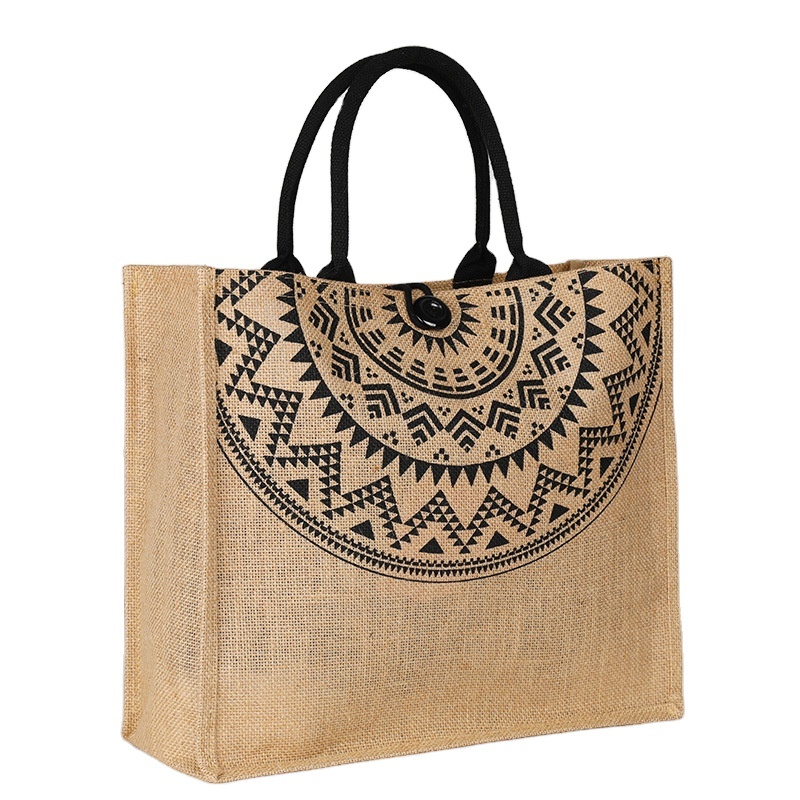 Wholesale Custom Printed Burlap Eco Reusable Shopping Jute Tote Bag