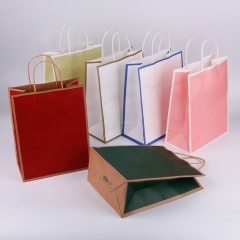 promotional gifts Custom Logo Printed Reusable shopping Kraft Paper Bag with Handles