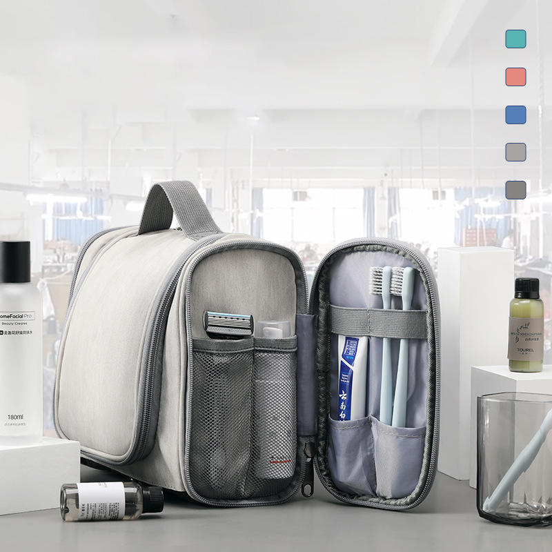 맞춤 로고 고품질 가죽 화장품 걸이형 세면도구 남성용 일반 화장품 가방