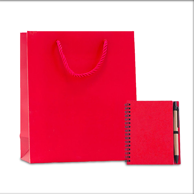 custom logo paper Non woven promotional tote shopping bags with Notebook and Pen