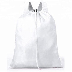 Promotional reusable shopping bags 210D polyester custom drawstring bag soft shopping  backpack
