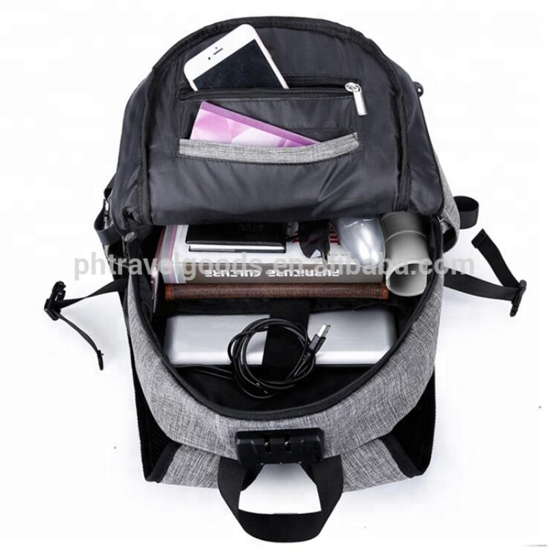 Unisex Travelling Anti-theft Men Usb Computer Leisure Large Laptop Backpack With Tsa Lock