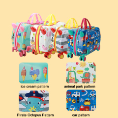 Abs 4 Wheels Kids Luggage Trolley Travel Cartoon Children Hand Suitcase Ride On Luggage