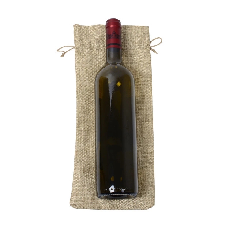 Wholesale Christmas Burlap Wine Jute Bag Wine Bottle with Drawstring