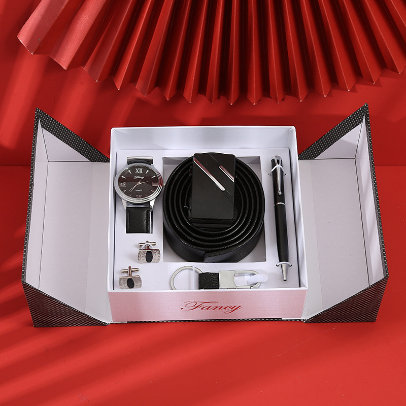 Luxury Men Business Birthday Valentine 5pcs Watch Wallet Corporate Gift Set