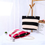 2022 Wholesale Promotion Hot Selling Women Striped Canvas Tote Beach Bag