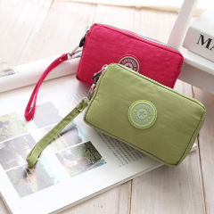 new women'wallets ladies fashion wallet design purse with three layers of zipper bag washer wrinkle fabric purse
