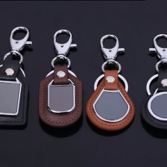 Wholesale Custom Plain Promotion Luxury Leather Keyring PU Leather Keychain With Logo