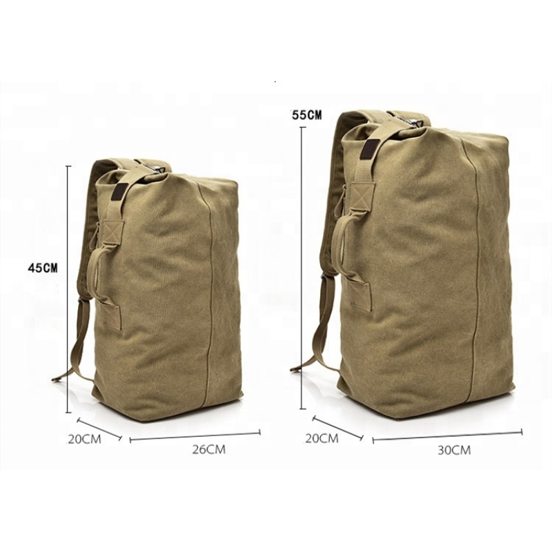 Large Capacity Durable Camping Travel Waterproof Canvas Sports Bag Rucksack Gym Hiking Backpack