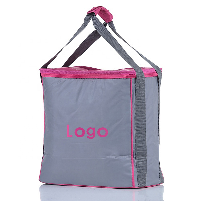 주문 로고 선전용 재사용할 수 있는 연약한 폴리에스테 큰 끈달린 열 음식 납품 냉각기 부대