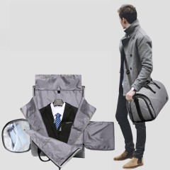 Convertible 2 in 1 Business Travel Duffel Bag Hanging Garment Bag With Shoulder Strap Trolley Belt