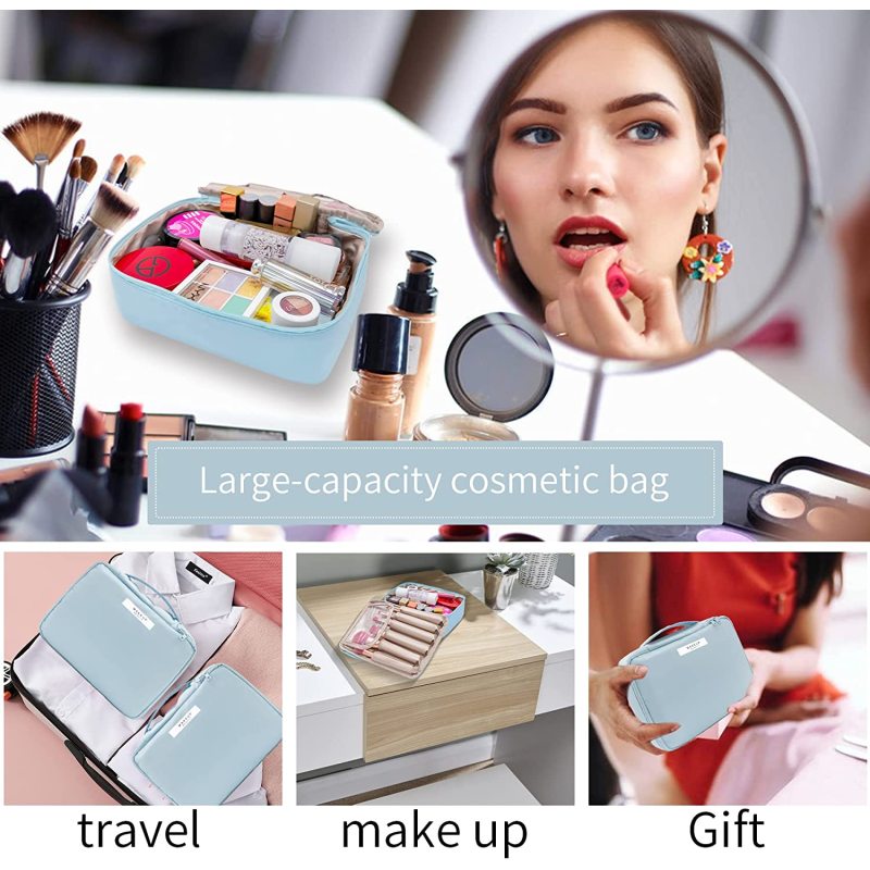 Custom Printed Design Waterproof Large Women Makeup Toiletry Cosmetic Bag For Travel