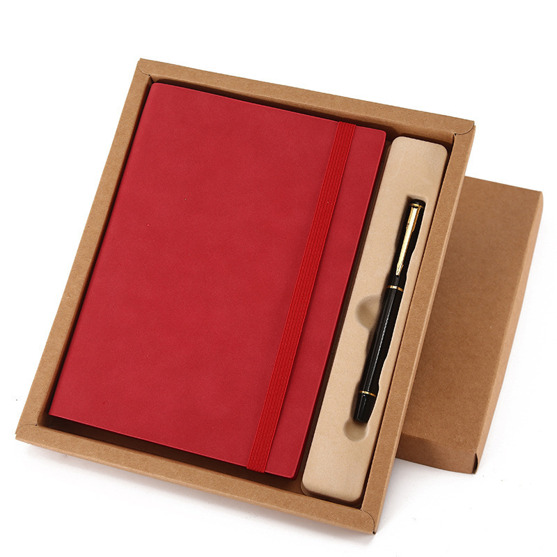 Custom Logo Hardcover Luxury Vintage Leather A5 Notebook Pen Gift Sets