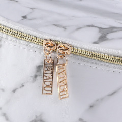 Custom Logo Marble Pattern Zipper Portable Waterproof Toiletry Organizer Travel Makeup Cosmetic Bag
