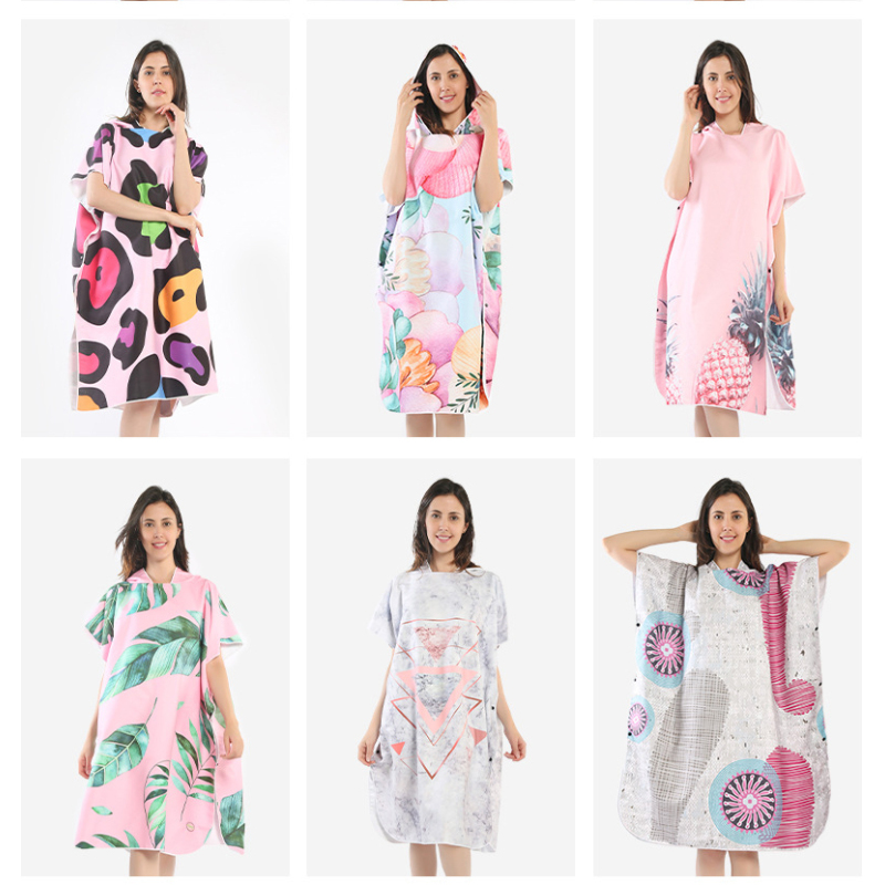 microfiber suede adult summer poncho beach towels with logo custom print