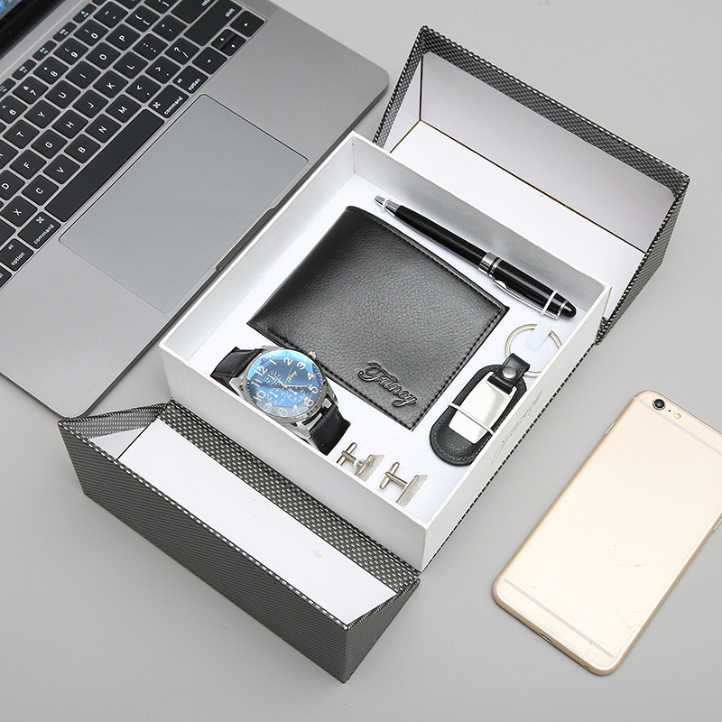 Luxury Men Business Birthday Valentine 5pcs Watch Wallet Corporate Gift Set