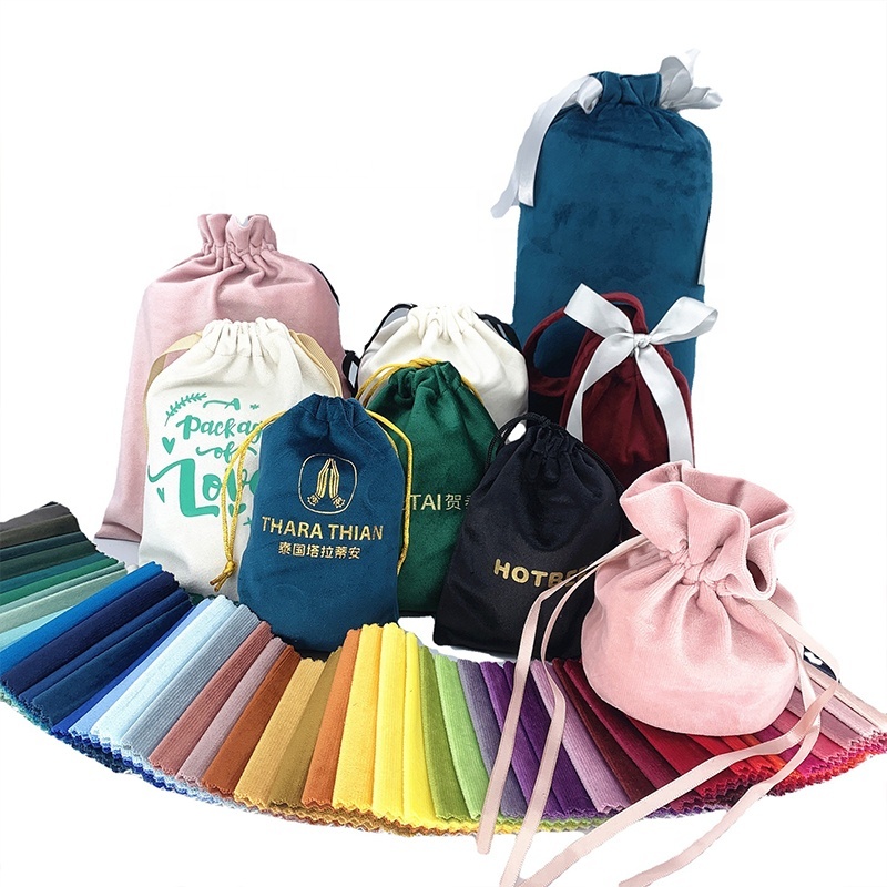 Wholesale Luxury Custom Logo Portable Small Velvet Pouch Jewelry Drawstring Bag