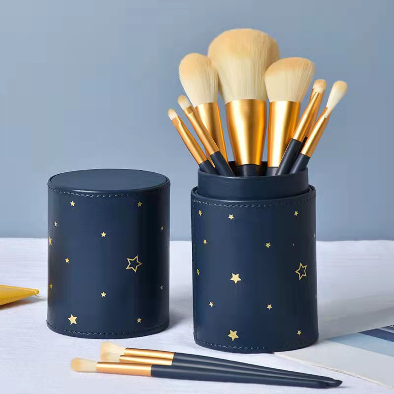 custom private label logo professional 12 travel makeup brushes set with holder bag