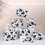 High Quality Personalized Custom Logo Cow Print Pu Leather Cosmetic Toiletry Makeup Brush Bag