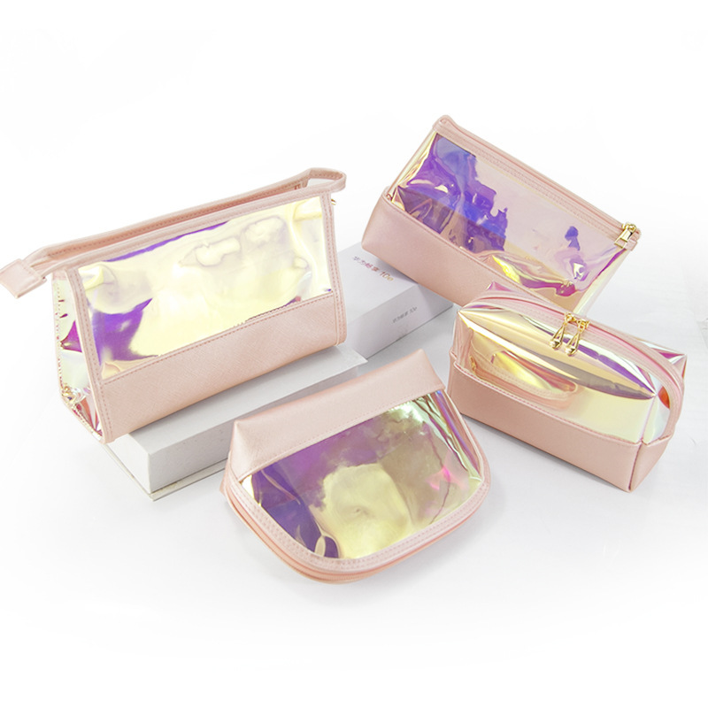 Wholesale Eco Friendly Custom Logo Print Laser Travel Holographic Cosmetic Bags Or Pouches