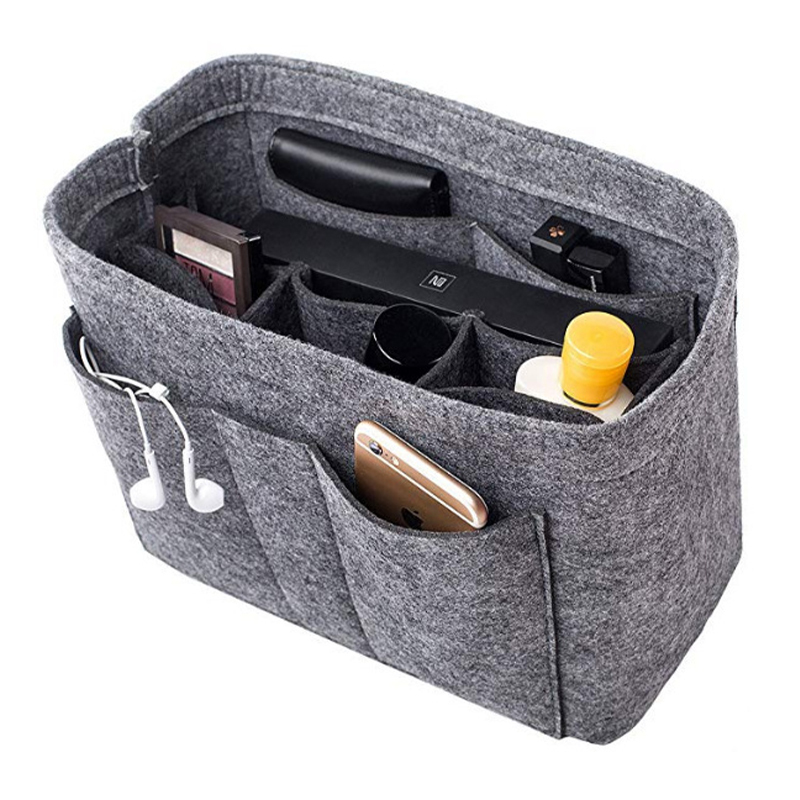 Custom Design Hot Sell Felt Cosmetic Bag Purse Insert Organizer Handbag