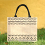 Wholesale Natural Reusable Grocery Linen Burlap Shopping Tote Bag With Ribbon
