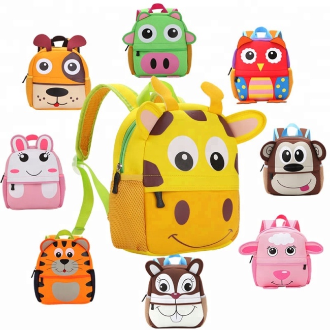 Animal School Backpack Bag Custom Waterproof Fashion Children Baby Neoprene Mini Backpack Kids Child Baby Cartoon Outdoor OEM