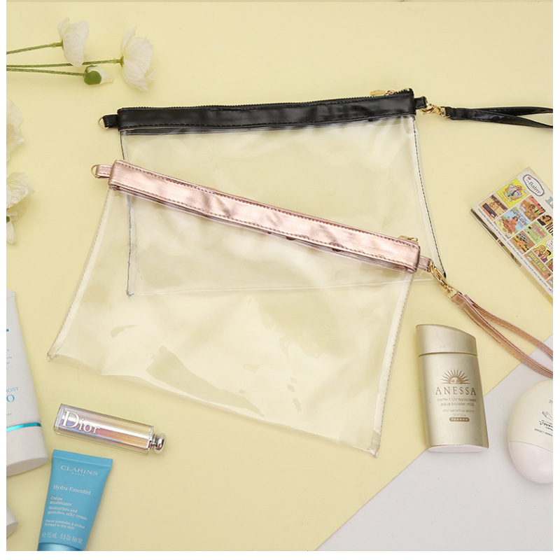 주문 로고 휴대용 명확한 지퍼 여행 투명한 Pvc 메이크업 부대 세면용품 화장용 부대