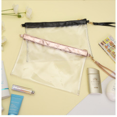 Custom Logo Portable Clear Zipper Travel Transparent Pvc Makeup Bag Toiletry Cosmetic Bag