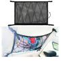 Adjustable Double Layer Foldable Car Ceiling Roof Mesh Storage Net Bag with Zipper Pocket and Elastic Ropes Support