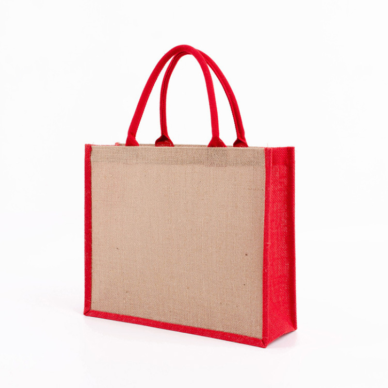 Wholesale Plain Custom Printed Large Natural Colourful Jute Tote Shopping Bag