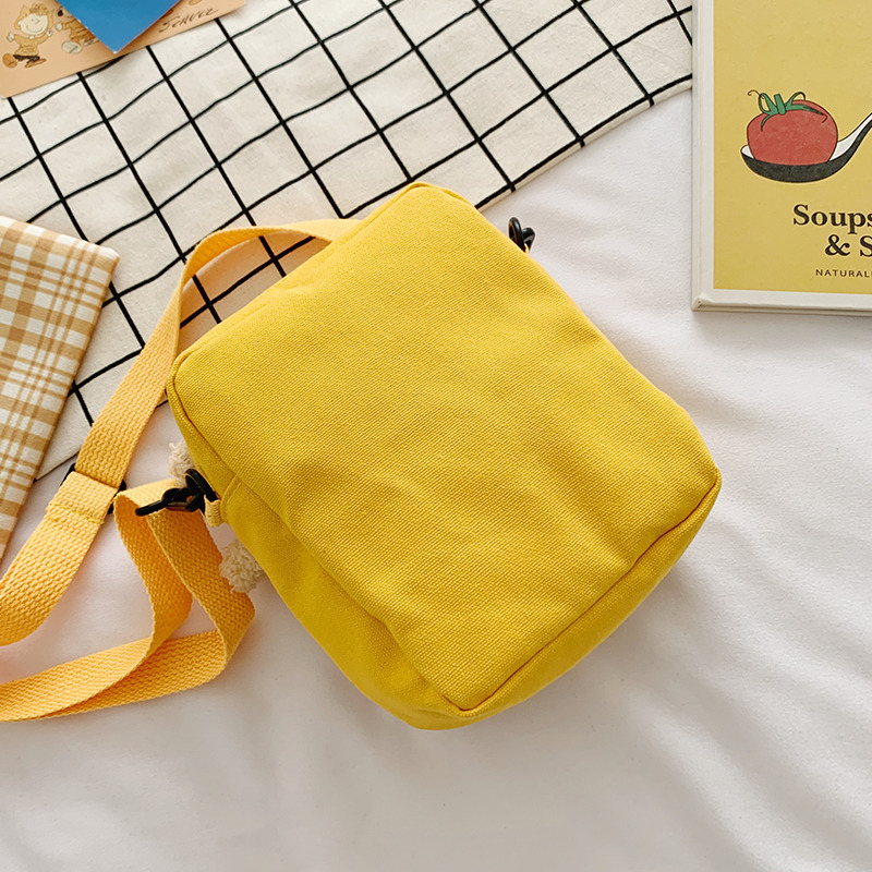 Custom LogoLady Cute Yellow Crossbody Bag Canvas Shoulder Messenger Bag With Bear