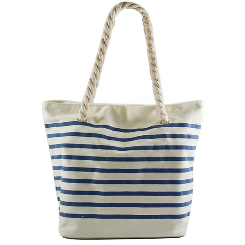 Eco Friendly Beach Bag Cotton Canvas Tote Rope Handle Shoulder Bags Grocery Shopping Bag