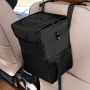 Car Back Seat Organizer Trash Bin Foldable Leakproof Vehicle Headrest Hanging Trash Can With Storage Pockets