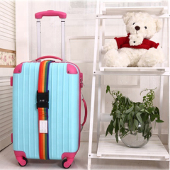Custom Rainbow Color Travel Luggage Strap With Tsa Lock Suitcase Adjustable Packing Strap Belt