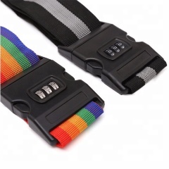 Wholesale Rainbow color nylon travel luggage suitcase Luggage Band Belt ABS password lock Suitcase packing strap