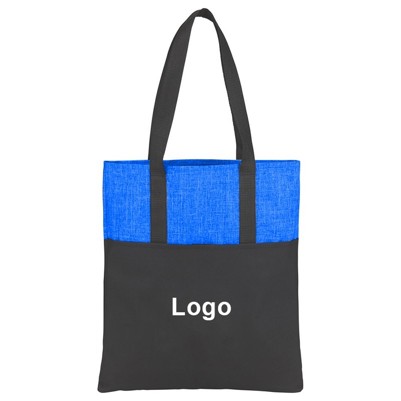 Grand sac fourre-tout en polyester à longue poignée avec logo personnalisé